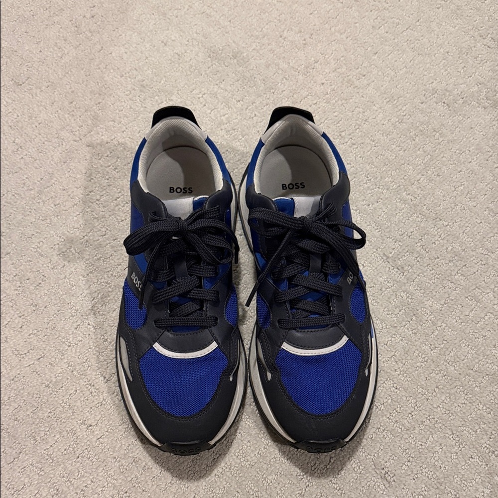 BOSS Men's Blue and Black Athletic Sneakers